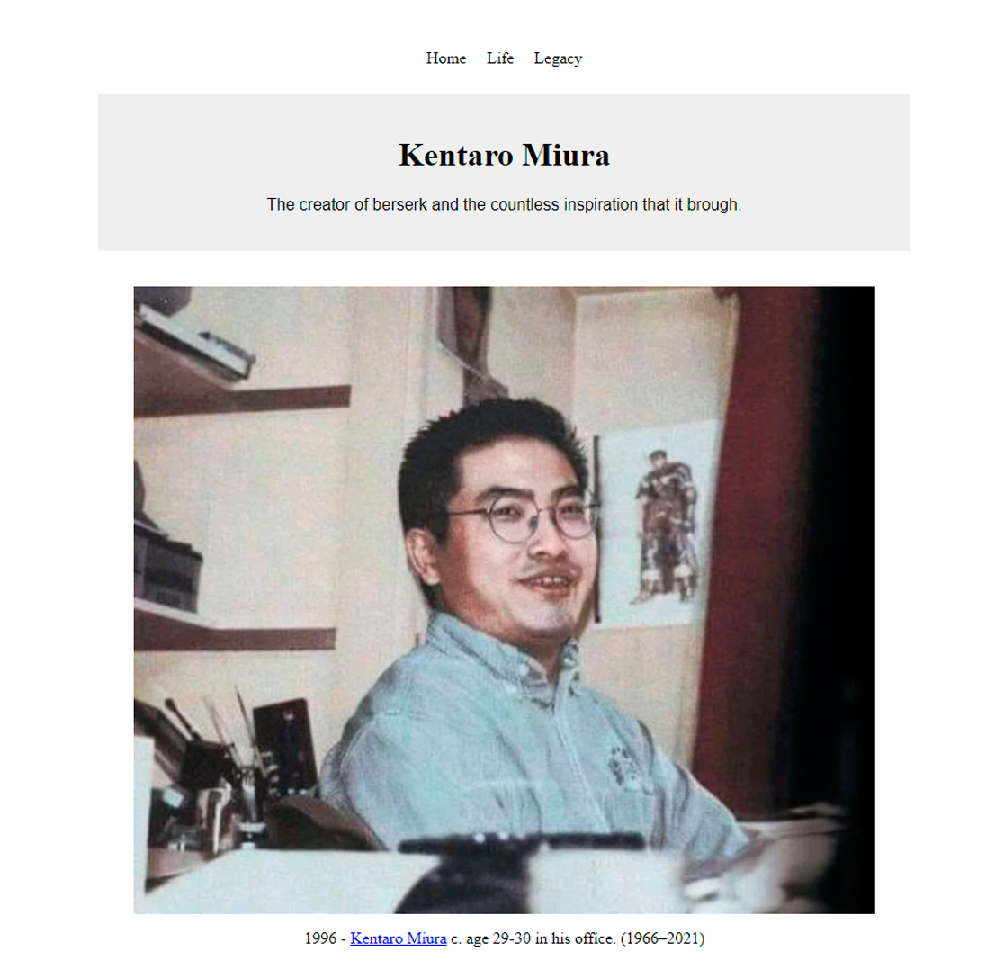 tribute page screenshot